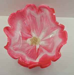Cuenco de resina epoxi rosa claro mediano con diseño de geoda, hecho a mano, cuenco decorativo - Product Image 1