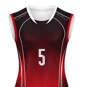 Uniforme de Voleibol Sublimado con Diseño Geométrico Negro, Rojo y Azul Rey, Personalizado al por Mayor, Tejido Transpirable para Entrenamiento - Product Image 3