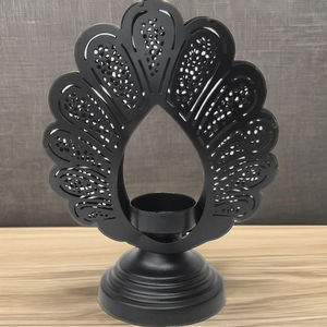 El soporte de luz de té de metal negro minimalista agrega brillo cálido a la decoración contemporánea de la sala de estar o la oficina - Product Image 1