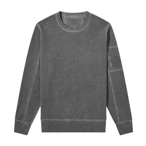 เสื้อสเวตเชิ้ตแขนยาวคอกลมผ้าโพลีเอสเตอร์/คอตตอนเนื้อแน่นแบบ Acid Wash ระบายอากาศได้ดี แห้งเร็ว เหมาะสำหรับฤดูหนาว ขายส่งจากโรงงานโดยตรง - Product Image 1