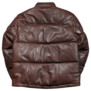 Chaqueta de Invierno Acolchada de Cuero para Hombre, Diseño Personalizado, con Logotipo Bordado en la Parte Delantera, Estilo Puff, Talla Grande, Venta al Por Mayor OEM - Product Image 2