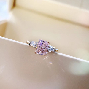 Bague de fiançailles en moissanite rose taille coussin, bague en argent élégante pour femme, bijou étincelant, bague de mariée de luxe pour anniversaire de mariage - Product Image 5