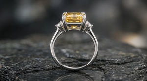 แหวนทองคำขาว 14K ชุบโรเดียม ประดับเพชรแฟนซีสีเหลืองทรงรัศมี 5.7 กะรัต รูปพระจันทร์ครึ่งเสี้ยว สามเม็ด ดีไซน์หรูหรา สำหรับงานปาร์ตี้ ผลิตตามสั่ง (OEM) เครื่องประดับสั่งทำพิเศษ - Product Image 2
