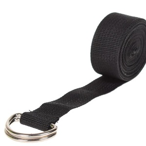 Sangle de yoga en coton gris avec anneau en D métallique, ceinture d'exercice non extensible, sangle de yoga de couleur grise, qualité supérieure, sangles de yoga populaires - Product Image 2