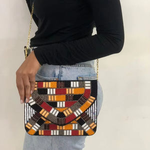 Sac fourre-tout promotionnel artisanal de luxe indien fait main, forme baguette, perles de verre multicolores, décontracté et durable - Product Image 5
