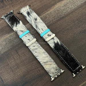 Correa de reloj de alta calidad personalizada, correa de reloj de pulsera de cuero de vaca con pelo, accesorios de pulsera de cuero genuino para Unisex - Product Image 4