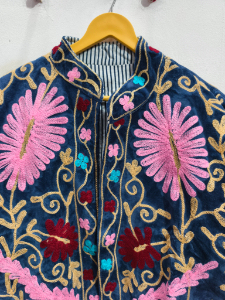 Embrodriary Suzani Embroidered <b>Velvet</b> Short Casual Sweet <b>Jacket</b> <b>Women</b> Breathable Handcrafted Artisan Custom Cotton decent design - Product Image 2