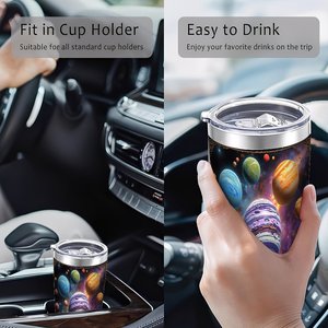 Vaso Térmico de Acero Inoxidable de Doble Pared de 20 oz con Aislamiento al Vacío y Diseño de Planetas de la Galaxia, Taza de Viaje - Product Image 4