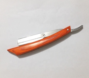 Navaja de afeitar de acero con bolsa personalizada o logotipo, navaja de afeitar plegable con mango de madera, cuchilla recta para peluquero con cuchillas reemplazables - Product Image 6