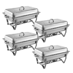 Juego de 4 calentadores de comida tipo buffet de acero inoxidable, brillantes y pulidos, para catering, servicio de catering, calentadores de comida para bodas - Product Image 5