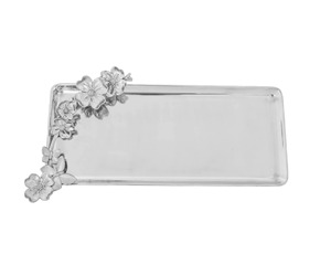 Bandeja Decorativa Rectangular de Metal con Diseño Floral, Estilo Oriental, Superficie Pulida, para Regalos, Recepción de Invitados y Uso en el Tocador - Product Image 4