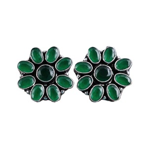 Pendientes de latón con bisel de ónix de gran venta al por mayor |   Pendientes Étnicos Tribales Florales |   Regalo Boho Hecho a Mano - Product Image 4