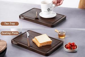 Planche à découper en bois d'acacia, épaisse, durable, compatible avec les couteaux, finition lisse, avec rainure pour les jus, idéale pour couper, servir, utilisation en cuisine - Product Image 5