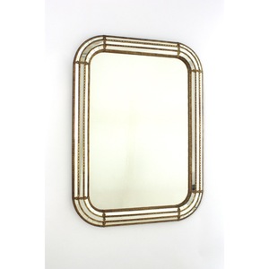 Traditional Framed Wall Mirror With <b>Arched</b> Top Metal <b>Frame</b> Decorative Glass Design - Product Image 4