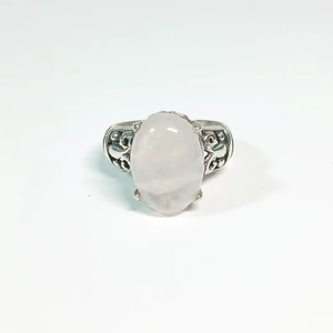 Sterling Silver 925 Art Nouveau Rose <b>Quartz</b> <b>Ring</b> Handmade Gemstone <b>Ring</b> Elegant Floral Jewelry Gift For Women - Product Image 1