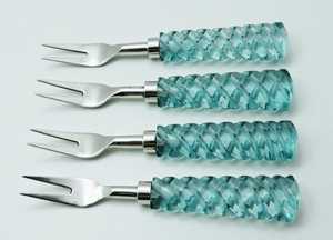 Tenedor de acero inoxidable personalizado con mango de acrílico para bodas, eventos, restaurantes, juego de accesorios de cocina elegantes y artesanales. - Product Image 3