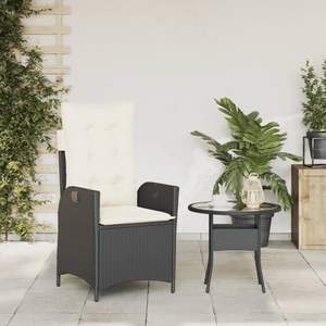 Poly Rattan nero reclinabile sedia da giardino con cuscini - Product Image 3