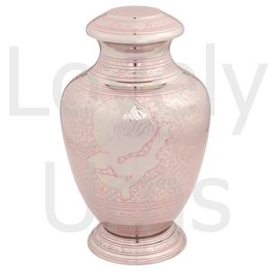 Urna Funeraria de Metal Estilo Florero Plateado Callia Rosa para Cenizas Humanas con Grabado Floral y Detalles Rosados, Fabricación OEM ODM - Product Image 3