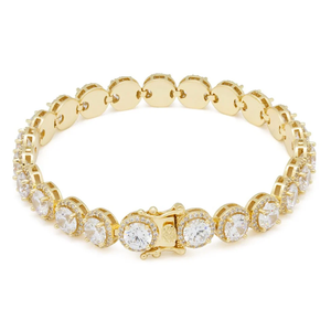 Luxury gold and <b>silver</b> round <b>bracelet</b> for <b>men</b> and women iced out hip hop jewelry elegant party wear - Product Image 1
