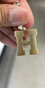 Colgante de Letra H con Incrustaciones de Moissanita, Estilo Hip Hop, Personalizado con Iniciales, Plata de Ley 925, Chapado en Oro - Product Image 2