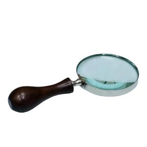 Loupe artisanale durable de 4 pouces avec finition nickelée et poignée ronde en bois - Product Image 1