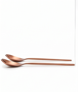 Juego de cuchara y tenedor para ensalada de cobre, cubiertos modernos de metal resistentes al óxido para bodas y cenas. - Product Image 5