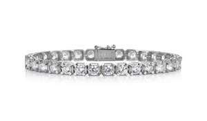 Pulsera de Lujo con Moissanita de Corte Brillante Redondo, Plata 925, Engaste de Cristal con Puntas, Pulsera de Moda con Cuentas para Mujer - Product Image 2