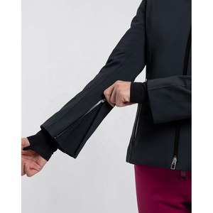 Veste de ski noire à capuche et fermeture éclair pour femme, manches longues, vêtements de ski pour femme, exportateur, design personnalisé, veste de neige pour femme - Product Image 2