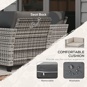 Set di Mobili da Esterno in Rattan Grigio, 5 Pezzi, Elegante Divano a Tre Posti con Poltrone e Poggiapiedi per Giardini - Product Image 5