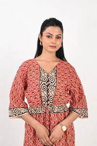 Robe longue d'été tendance en coton imprimé, style chemise, manches longues, coupe droite, taille naturelle, confortable, tenue décontractée - Product Image 5