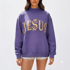 เสื้อสเวตเชิ้ตคอเต่าแฟชั่นสำหรับผู้หญิง ทรงโอเวอร์ไซส์ เนื้อผ้าคอตตอนผสม นุ่มสบาย แขนยาว ใส่ได้ทุกวัน สไตล์ลำลอง - Product Image 1