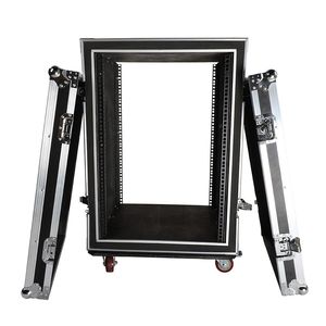 Sistema di Attrezzature per Palcoscenico, Cabinet DJ a Doppia Porta 19" 16U, Nero e Argento - Product Image 6