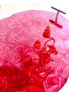<b>Red</b> Epoxy Resin Swirl Tray with Handles – Handmade Decorative Serving Tray By Perfect Enterprises - Product Image 2