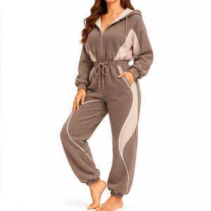 Mono de Forro Polar con Capucha para Mujer, Ropa Casual de Invierno de una Pieza para Compradores Globales de Ropa, Fabricante Mayorista OEM ODM, Suministro al por Mayor - Product Image 5
