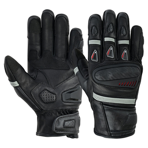 Gants de moto en cuir demi-doigts de haute qualité à prix d'usine, fonction tactile, antidérapants, imperméables, respirants, avec boucle - Product Image 1