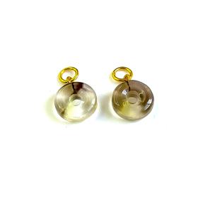 Colgante de piedra preciosa tallada en forma de donut de limón natural Bio, 15 mm, chapado en oro, colgante suelto para la fabricación de joyas. - Product Image 4