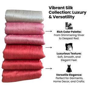 100% Pure Dupionne <b>Raw</b> <b>Silk</b> <b>Fabric</b> Luxury Handwoven Dyed Abrasion-Resistant Material for Bridal Wedding Dress Upholstery - Product Image 6