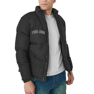 Hooded Black Heavy Designer Parka Men's Down <b>Coat</b> Oem Winter Padded <b>Bubble</b> Plus Size Custom Logo Men Shiny Puffer Jacket - Product Image 3
