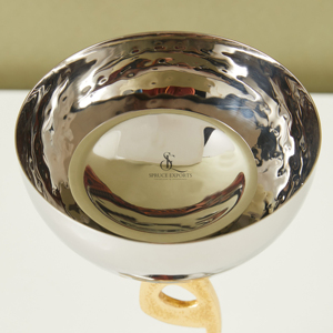 Juego de tazones de metal para postres y helados con caligrafía árabe de lujo, dorado y plateado, pulido a mano, vajilla para bodas, catering y hoteles. - Product Image 3