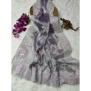 FIL DE SEQUENCE DE SOIE RICH TRAVAIL DE BRODERIE SAREE AVEC CHEMISIER INCOSÉ LAVANDE - Product Image 1