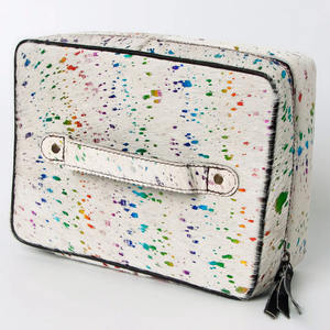 Bolso de Mano de Cuero para Mujer con Diseño de Salpicaduras de Pintura Multicolor, Cierre de Doble Cremallera, Bolso de Mano Estructurado para la Noche - Product Image 1