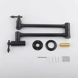 Rubinetto da cucina pieghevole a doppio comando lucidato di alta qualità, in ABS e ottone, a parete, per uso commerciale - Product Image 4