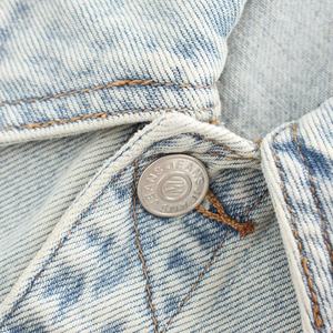 Custom Blue Denim Cropped <b>Jacket</b> With <b>Rhinestone</b> Tassel Fringe Button Front Women's Casual Vintage Style Spring Denim <b>Jacket</b> - Product Image 4
