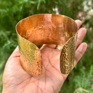 Handcrafted Wide Hammered <b>Copper</b> Cuff Bracelet Statement Open <b>Bangle</b> Artisan Jewelry Rustic Elegant Gift For Women - Product Image 6