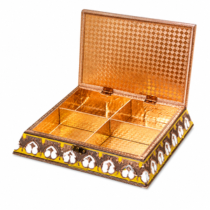 Boîte à fruits secs en bois antique avec motif en croix |   Boîte de rangement décorative artisanale - Product Image 2