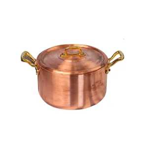 Marmite de cuisson vintage en cuivre martelé, poignée en laiton robuste, intérieur en acier inoxydable, pour soupes et ragoûts - Product Image 2
