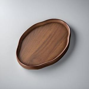 Plato Redondo Profundo de Madera Pulida con Base, Cuenco para Servir, Color Marrón Sólido, Plato Duradero, Bandeja de Servir Personalizada, Novedad, Diseño Único - Product Image 3