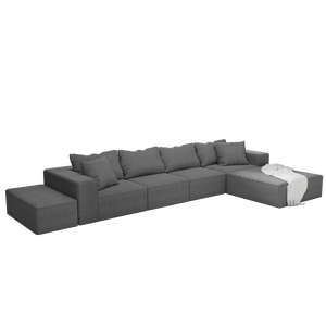 Divano Sezionale Modulare Moderno a L da 335 cm con 6 Cuscini, Chaise Longue Imbottita per Soggiorno, Combinazione Libera - Product Image 2