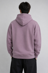 Sweat-shirt à capuche oversize pour homme, violet uni, en molleton, décontracté, avec poches, en coton tricoté, coupe classique, pour l'automne - Product Image 2