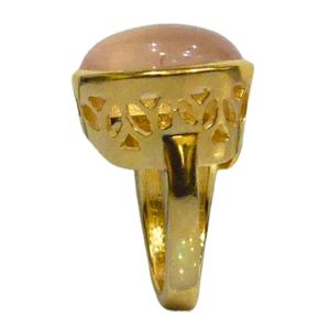 Gemvanity SR1472 Gold Plated 925 <b>Silver</b> Christian Luxury Classic Channel Setting Brilliant Cut White Rainbow Moonstone Pink Ring - Product Image 4